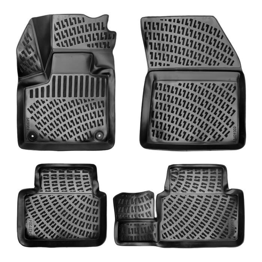 CAR RUBBER FLOOR MATS BLACK 3DPEUGEOT 5008 II (2017 -...) RIZLINE