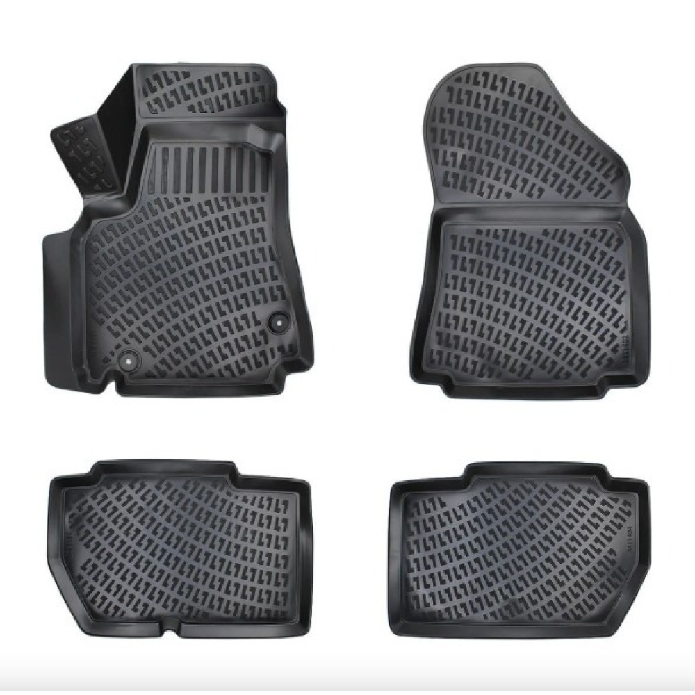 CAR RUBBER FLOOR MATS BLACK 3D PEUGEOT PARTNER TEPEE (2008-2018) RIZLINE