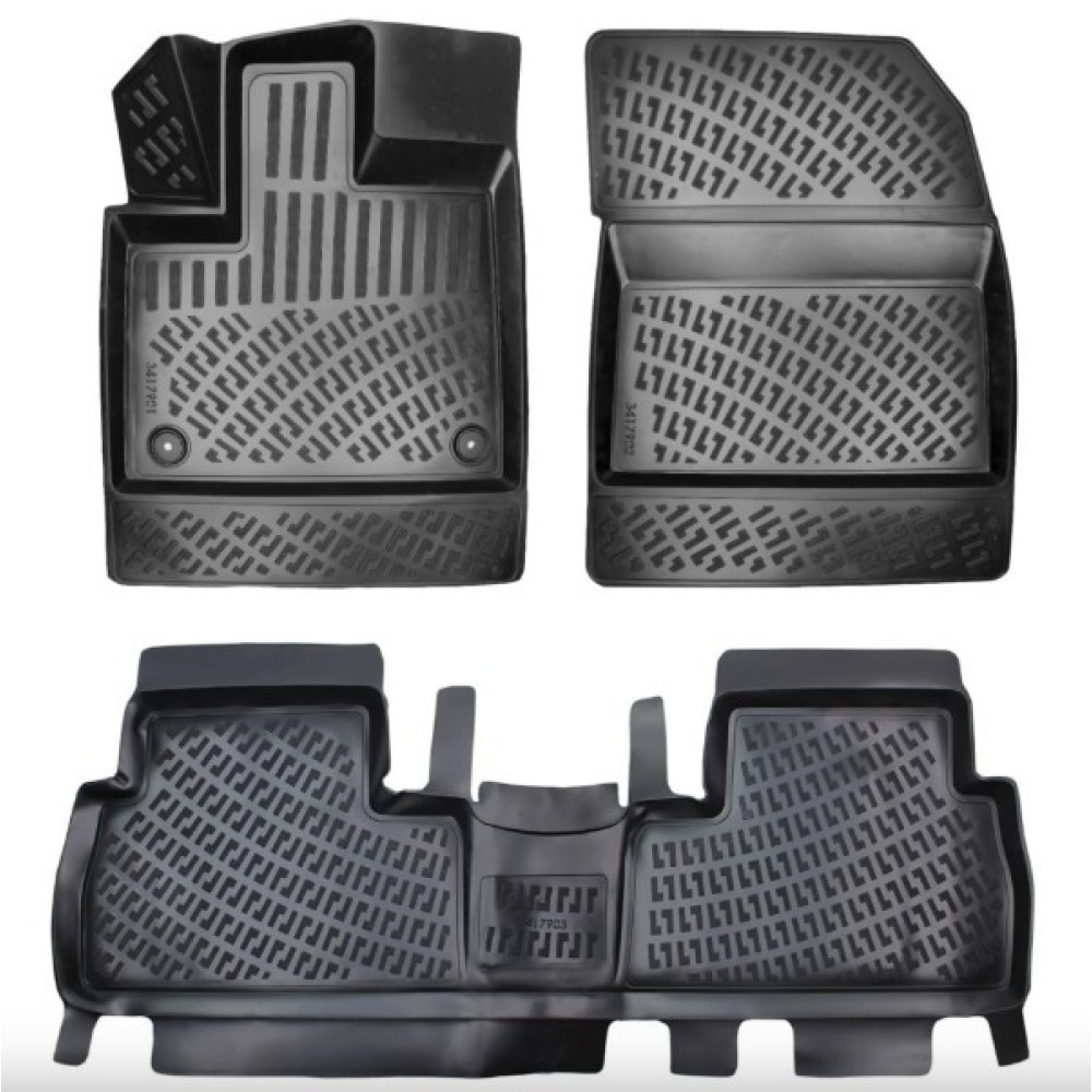 CAR RUBBER FLOOR MATS BLACK 3D OPEL COMBO (2019-...) RIZLINE