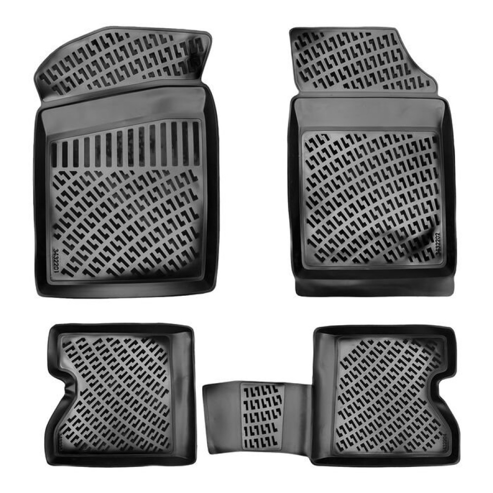 CAR RUBBER FLOOR MATS BLACK 3D RENAULT KANGOO I (1997-2007) RIZLINE
