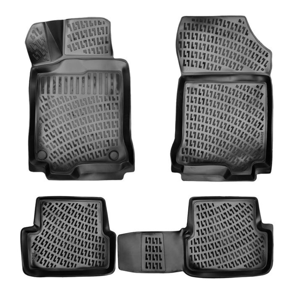 CAR RUBBER FLOOR MATS BLACK 3D RENAULT LAGUNA III (2007-2015) RIZLINE