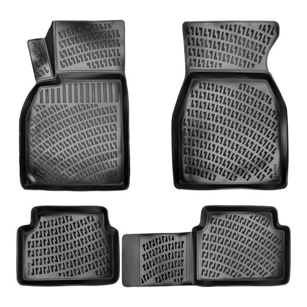 CAR RUBBER FLOOR MATS BLACK 3D RENAULT MEGANE II (2002-2009) RIZLINE