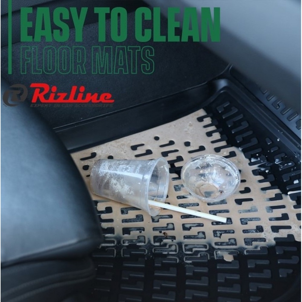 CAR RUBBER FLOOR MATS BLACK 3D RENAULT KANGOO II (2008-...) RIZLINE