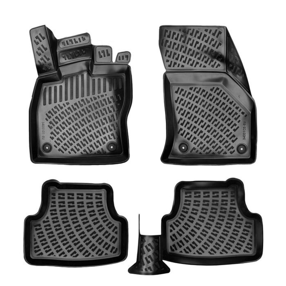 CAR RUBBER FLOOR MATS BLACK 3D SEAT ATECA (2016-...) RIZLINE