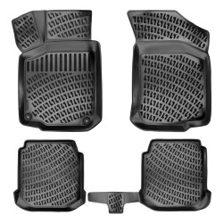 CAR RUBBER FLOOR MATS BLACK 3D SEAT LEON I (1998-2005) RIZLINE