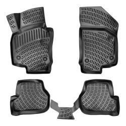 CAR RUBBER FLOOR MATS BLACK 3D SEAT LEON II (2005-2012) RIZLINE