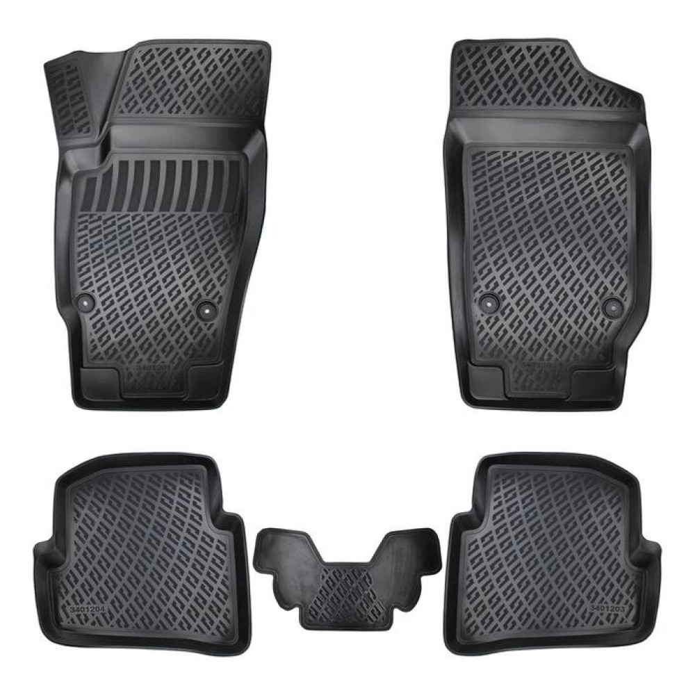 CAR RUBBER FLOOR MATS BLACK 3D SKODA FABIA I (1999-2007) RIZLINE