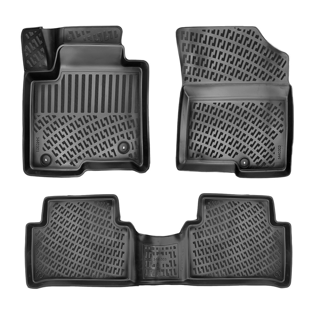 CAR RUBBER FLOOR MATS BLACK 3D KIA SORENTO IV HYBRID (2021-...) RIZLINE