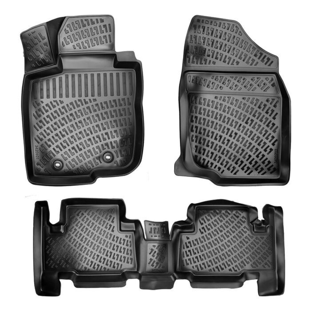 CAR RUBBER FLOOR MATS BLACK 3D TOYOTA RAV 4 III (2006-2012) RIZLINE