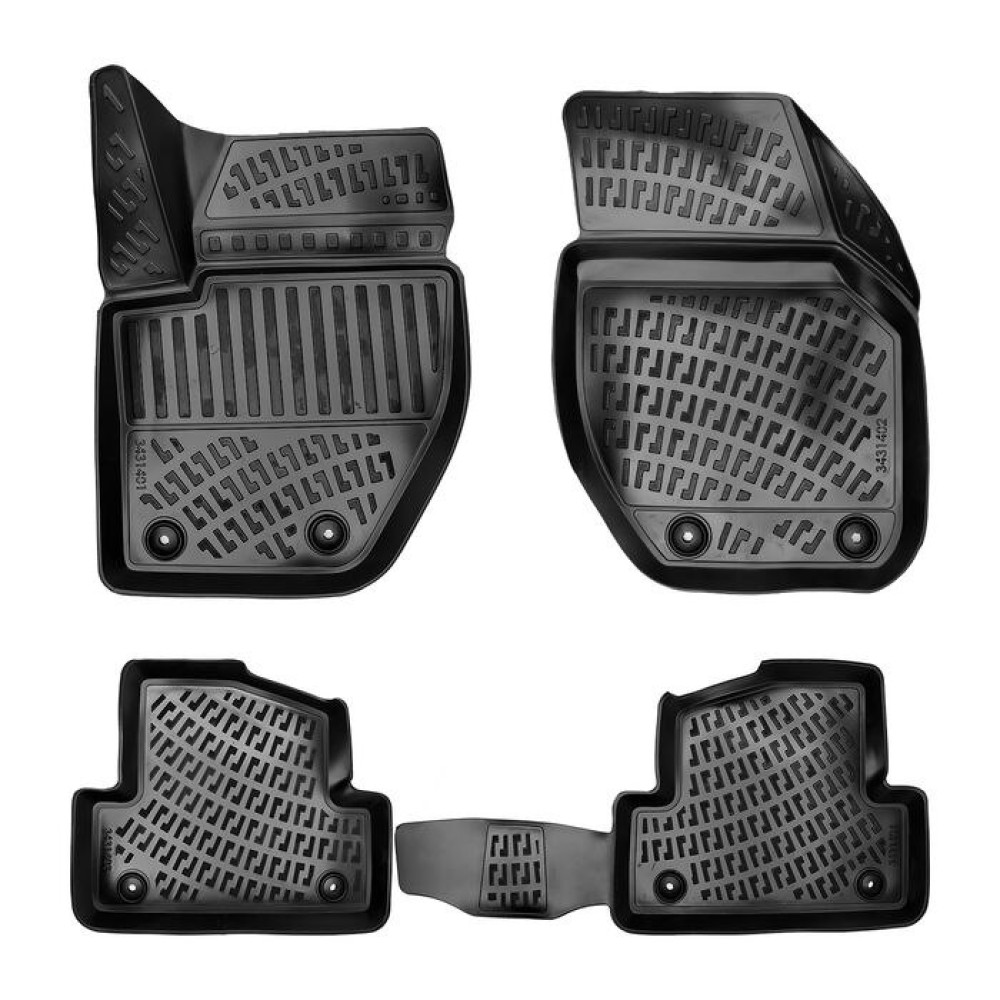 CAR RUBBER FLOOR MATS BLACK 3D VOLVO V40 II (2012-2019) RIZLINE