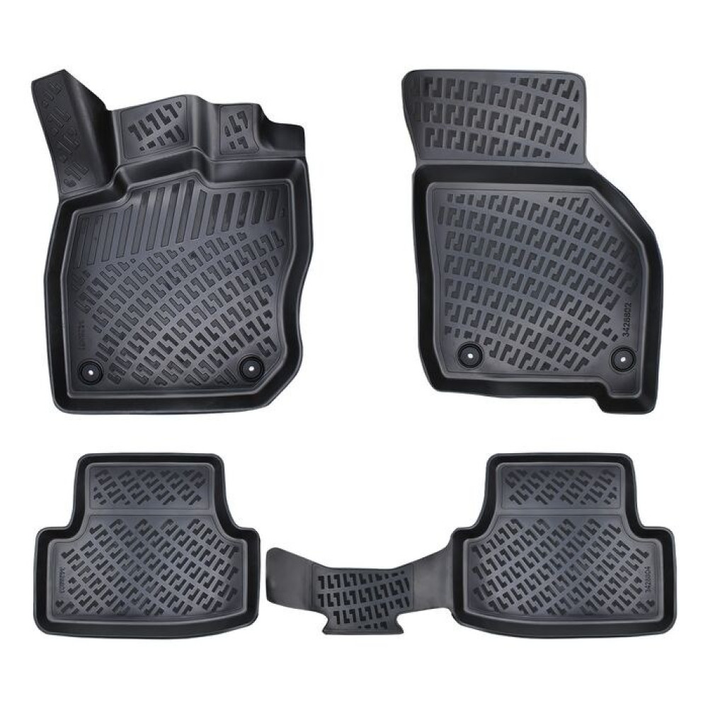 CAR RUBBER FLOOR MATS BLACK 3D VOLKSWAGEN GOLF 8 eTSI (2019-...) RIZLINE