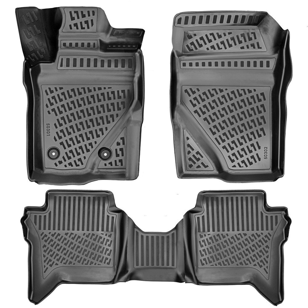CAR RUBBER FLOOR MATS BLACK 3D FORD RANGER (2023-...) RIZLINE