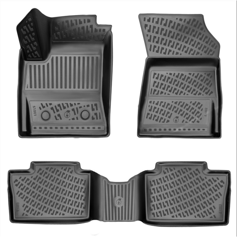 CAR RUBBER FLOOR MATS BLACK 3D RENAULT AUSTRAL E-TECH FULL HYBRID (2023-...) RIZLINE