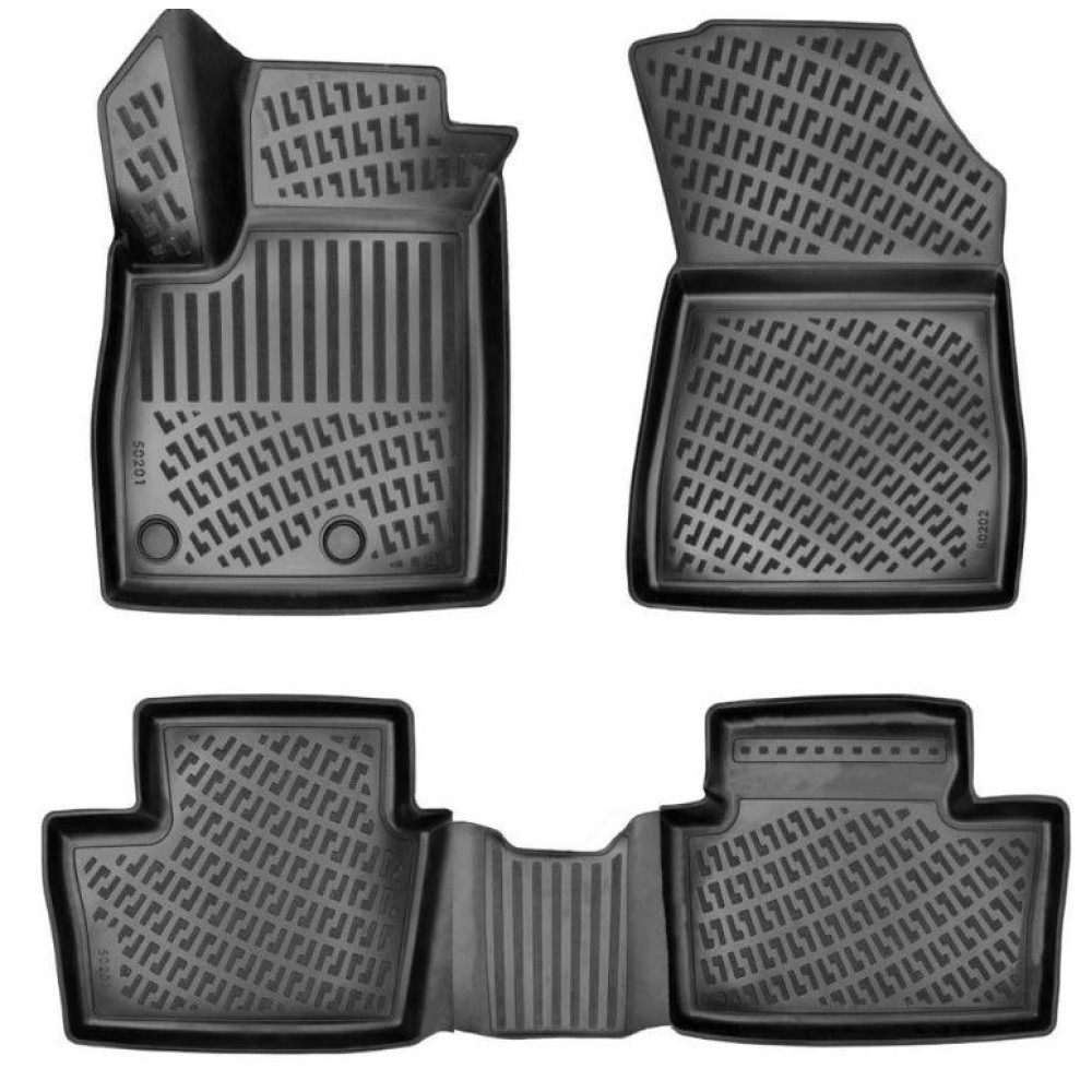 CAR RUBBER FLOOR MATS BLACK 3D RENAULT AUSTRAL MILD HYBRID (2023-...) RIZLINE