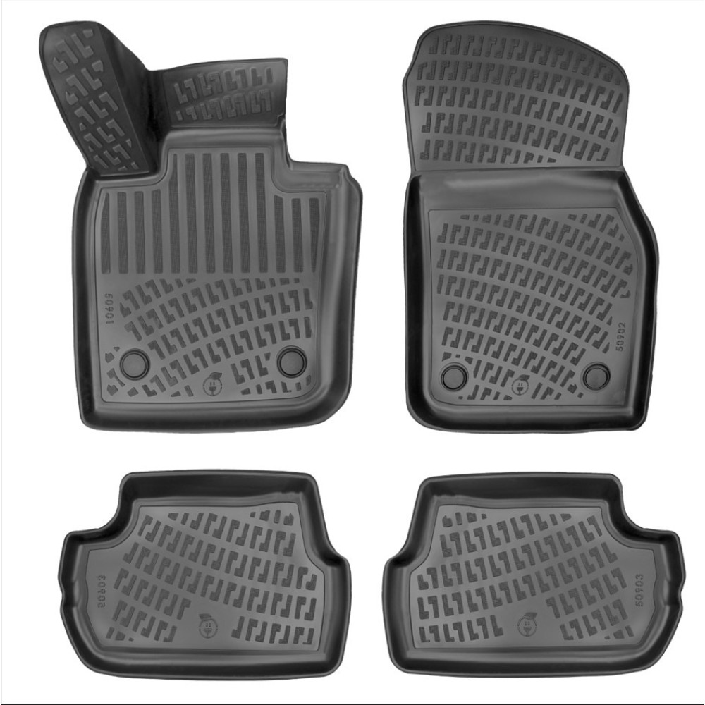 CAR RUBBER FLOOR MATS BLACK 3D MINI COOPER ELECTRIC SE (2019-...) RIZLINE