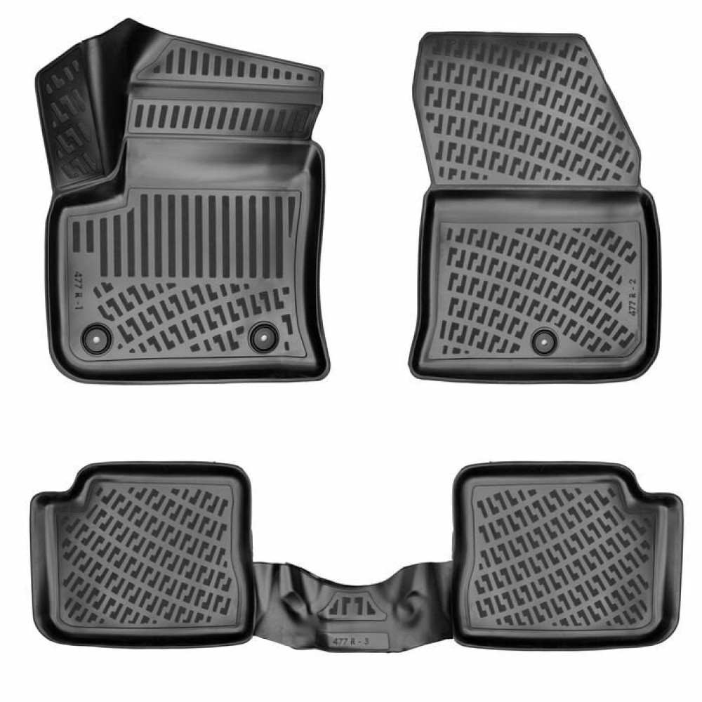 CAR RUBBER FLOOR MATS BLACK 3D OPEL CORSA F electric (2020-...) RIZLINE