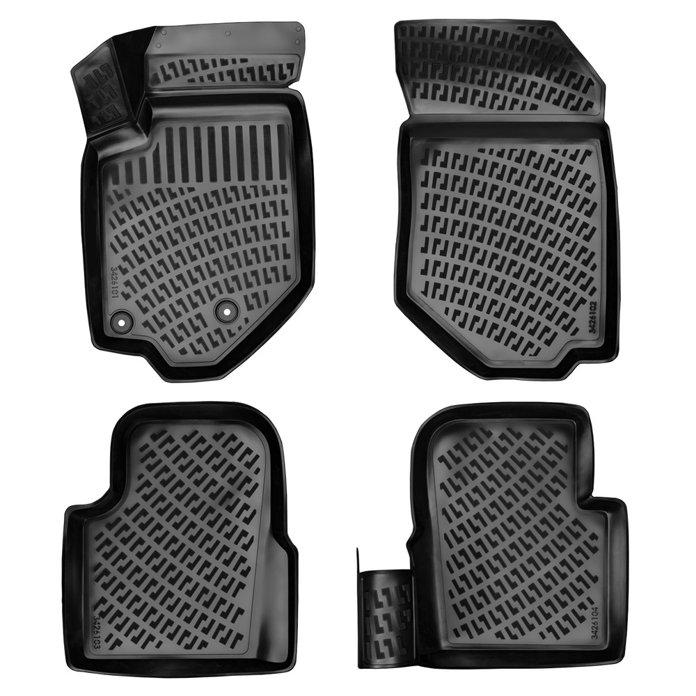 CAR RUBBER FLOOR MATS BLACK 3D CITROEN DS3 (2018...) RIZLINE