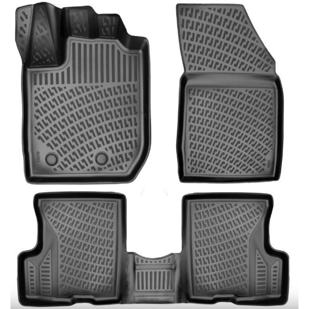 CAR RUBBER FLOOR MATS BLACK 3D DACIA DUSTER (4X2) (2023-...) RIZLINE