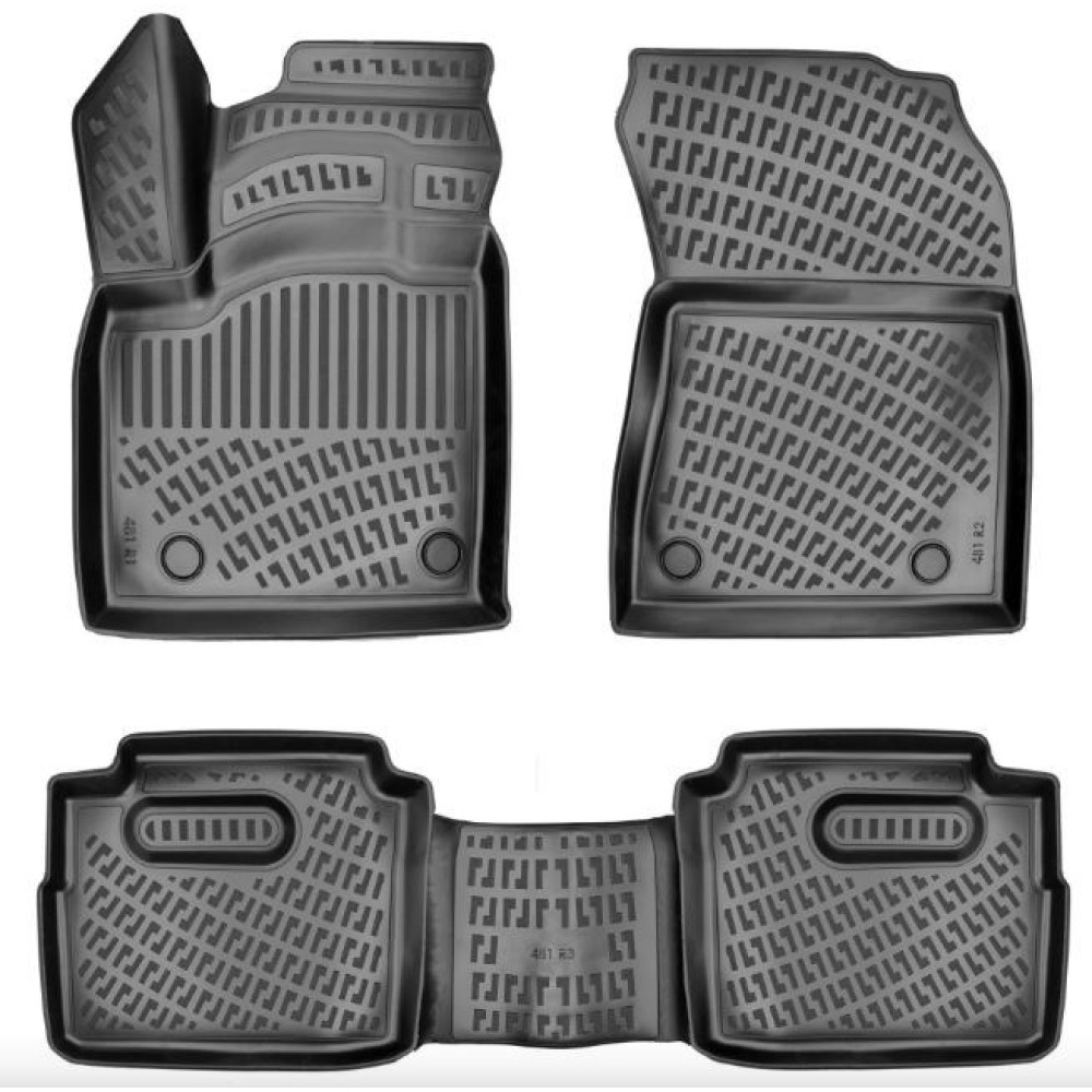 CAR RUBBER FLOOR MATS BLACK 3D NISSAN X-TRAIL T33 E-POWER (2023-...) RIZLINE