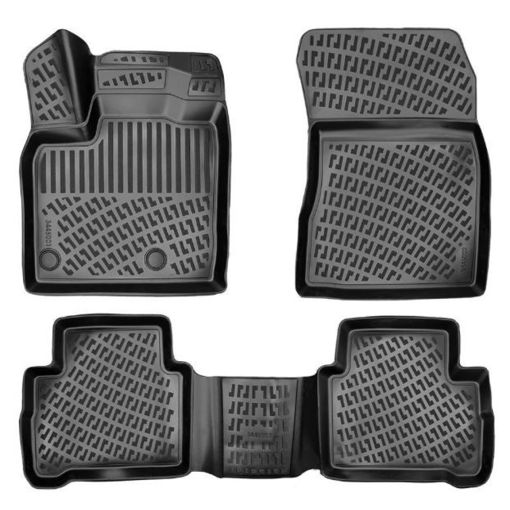 CAR RUBBER FLOOR MATS BLACK 3D MB EQB (2021-...) RIZLINE