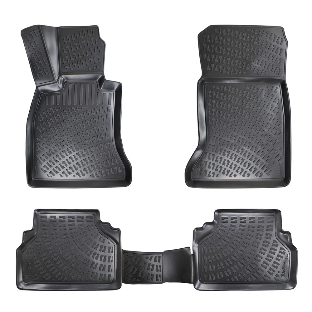 CAR RUBBER FLOOR MATS BLACK 3D BMW 7 SERIES F01 (2008-2015) RIZLINE