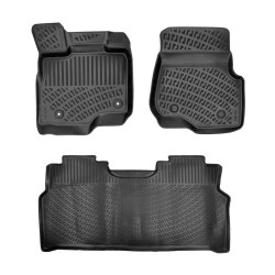 CAR RUBBER FLOOR MATS BLACK 3D FORD F150 SUPER CREW (2014-2020) RIZLINE