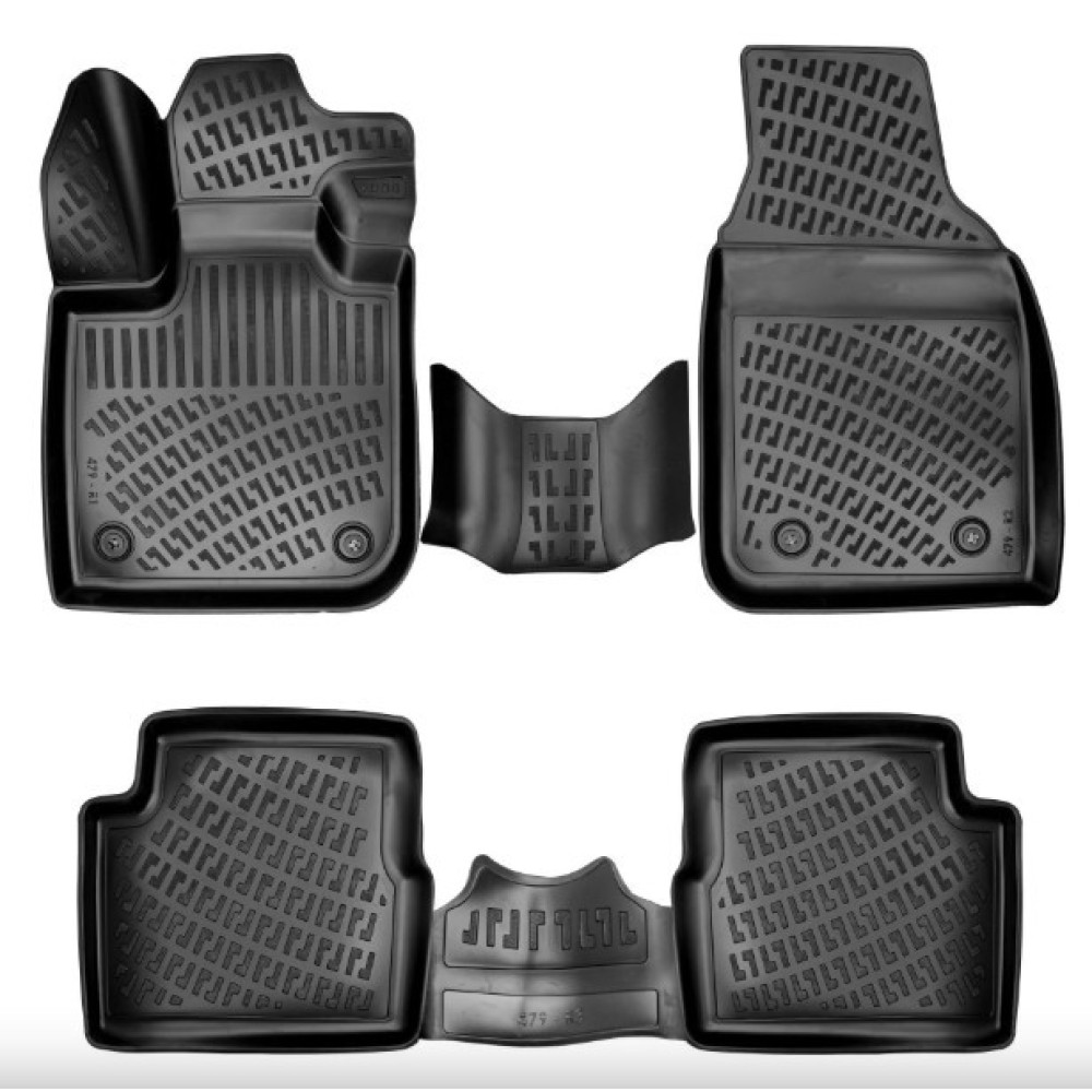 CAR RUBBER FLOOR MATS BLACK 3D FIAT 500 EV (2020-...) RIZLINE