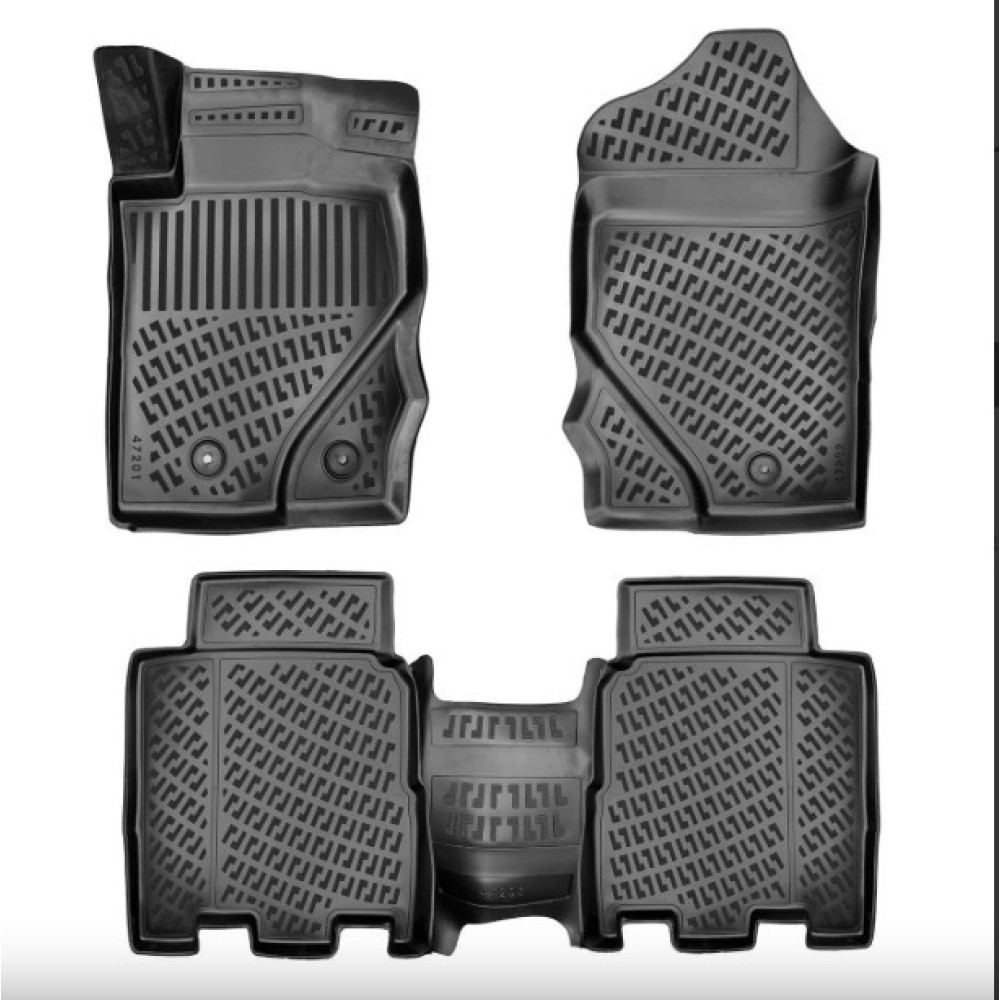 CAR RUBBER FLOOR MATS BLACK 3D FORD BRONCO (4 Door)(2022-...) RIZLINE