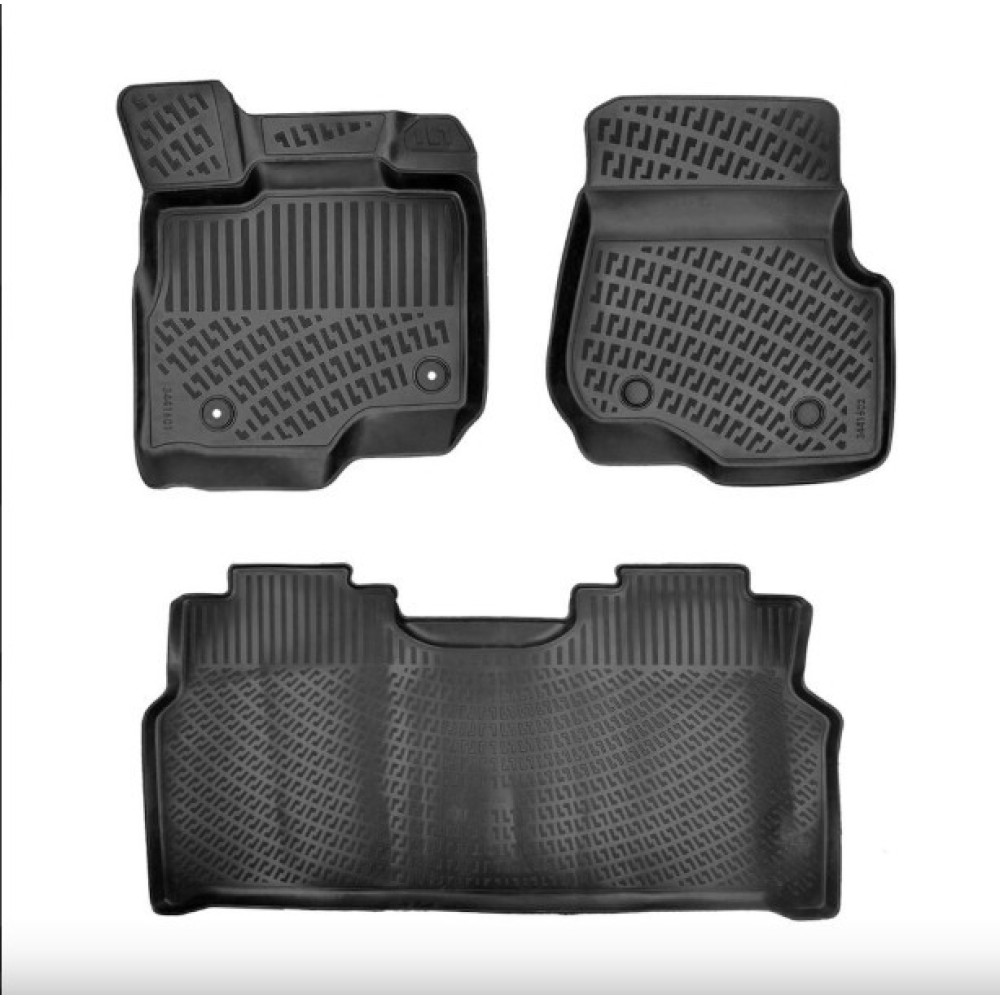 CAR RUBBER FLOOR MATS BLACK 3D FORD F-150 SuperCrew (Crew Cab) (2021-...) RIZLINE