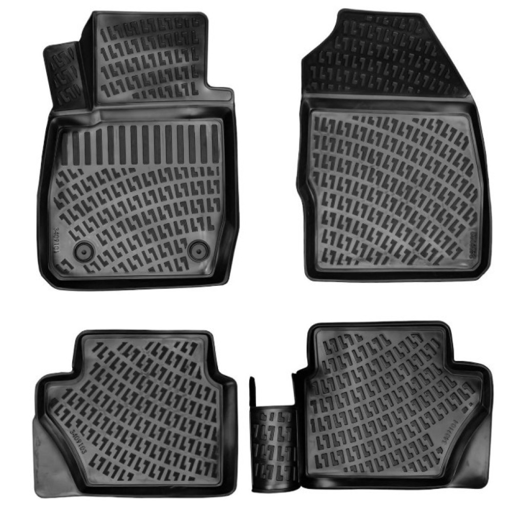 CAR RUBBER FLOOR MATS BLACK 3D FORD FIESTA Facelift (2013-2017) RIZLINE