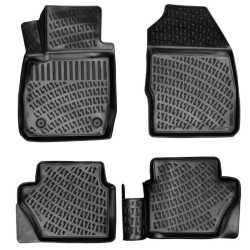 CAR RUBBER FLOOR MATS BLACK 3D FORD FIESTA Facelift (2013-2017) RIZLINE