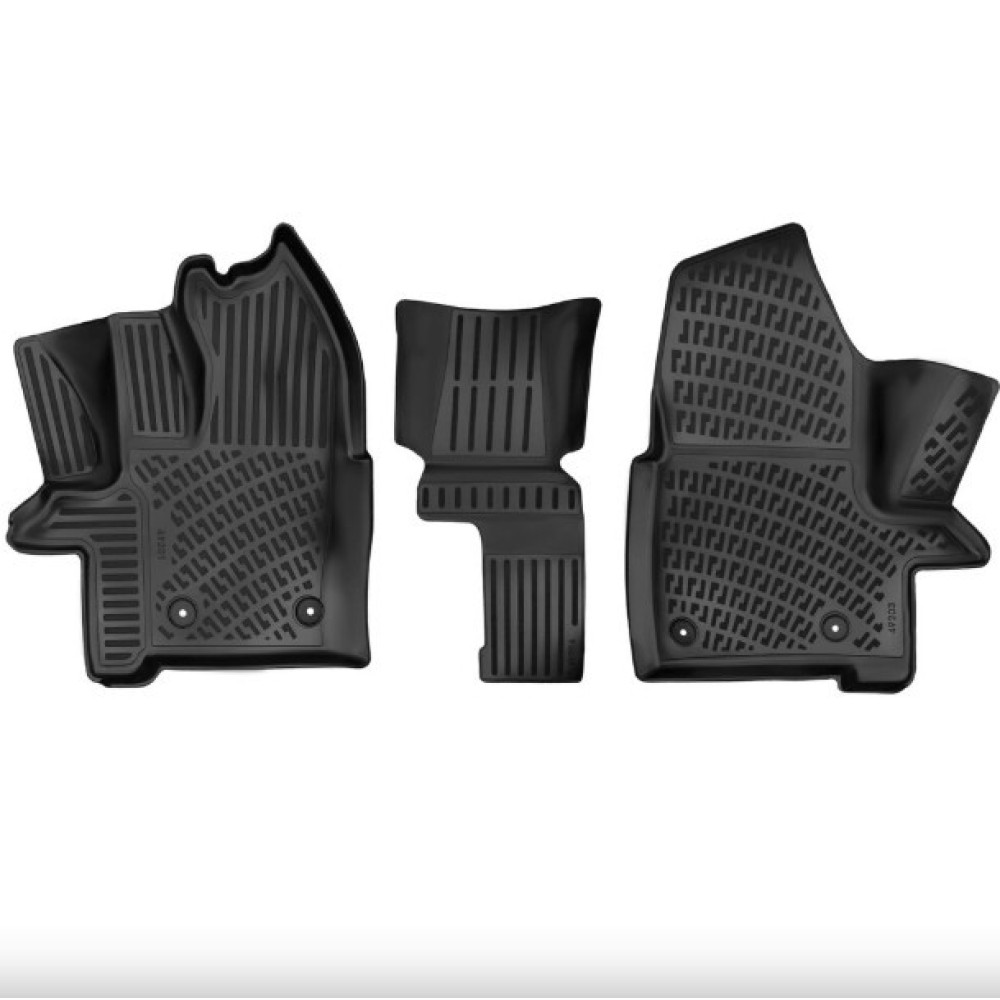 CAR RUBBER FLOOR MATS BLACK 3D FORD TOURNEO CUSTOM Automatic (2S.) (2013-2023) RIZLINE