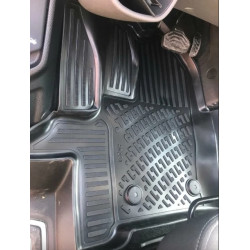 CAR RUBBER FLOOR MATS BLACK 3D FORD TOURNEO CUSTOM Automatic (3S.) (2013-2023) RIZLINE