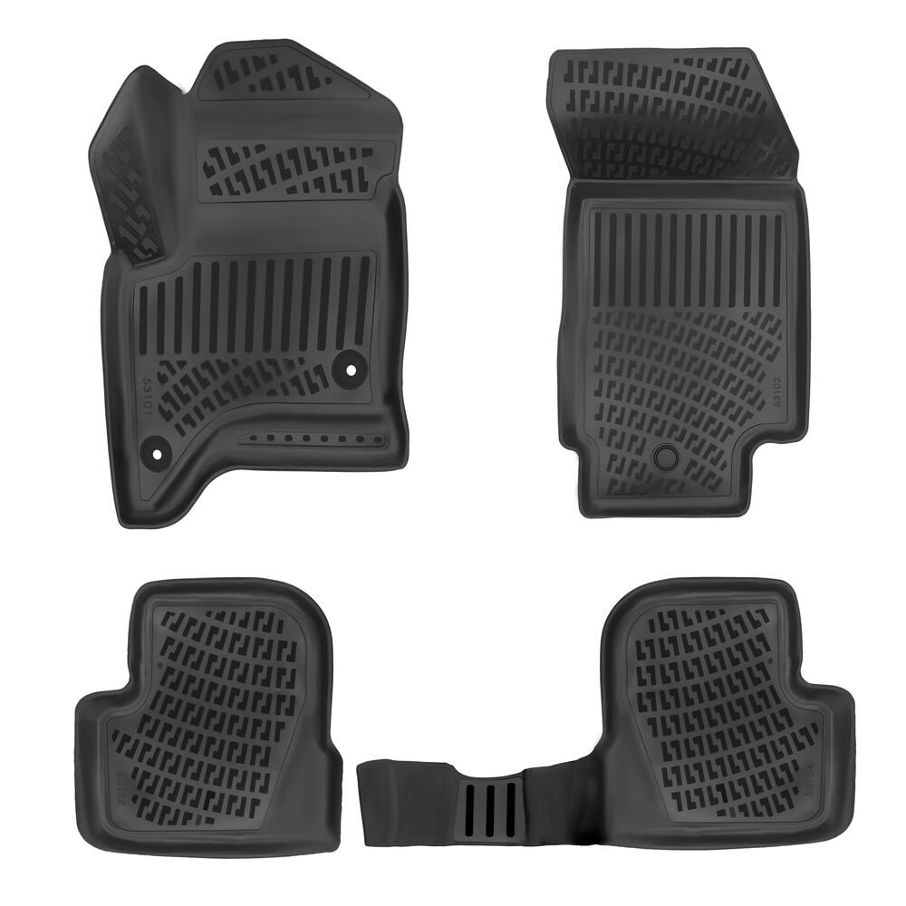 CAR RUBBER FLOOR MATS BLACK 3D JEEP AVENGER MHEV (2022-...) RIZLINE
