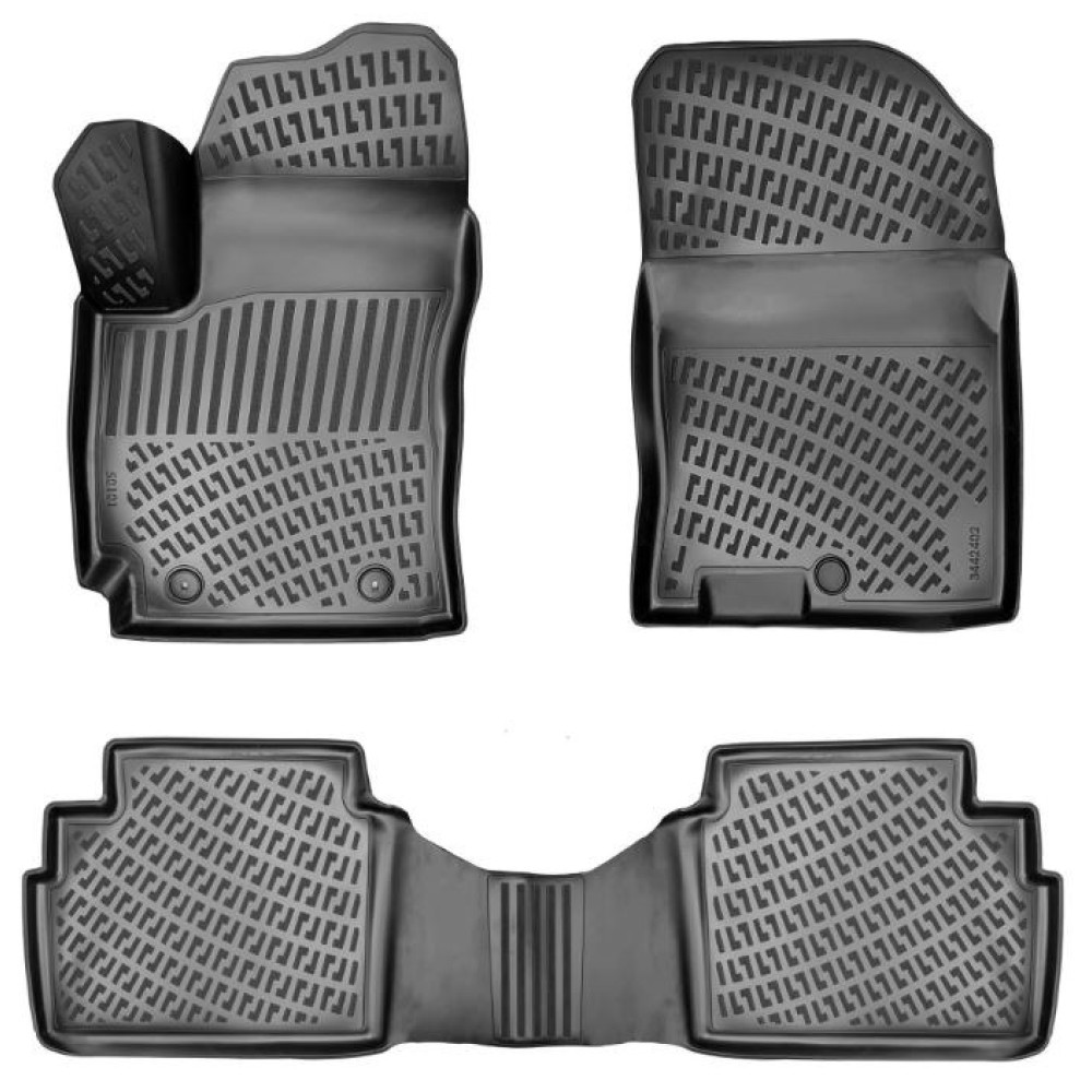 CAR RUBBER FLOOR MATS BLACK 3D HYUNDAI KONA II HYBRID (2023-...) RIZLINE