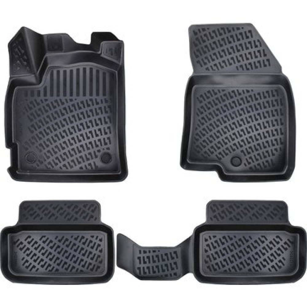 CAR RUBBER FLOOR MATS BLACK 3D DACIA LOGAN III (2021-...) RIZLINE