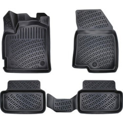 CAR RUBBER FLOOR MATS BLACK 3D DACIA LOGAN III (2021-...) RIZLINE