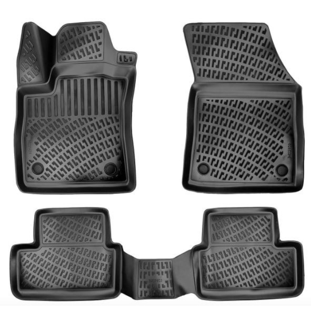 CAR RUBBER FLOOR MATS BLACK 3D RENAULT MEGANE IV GRANDTOUR/SEDAN (2016-...) RIZLINE