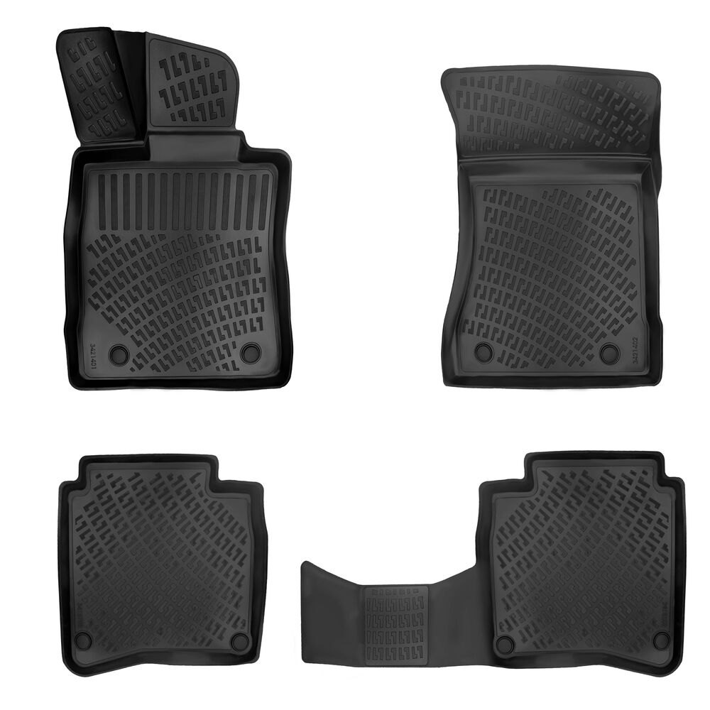 CAR RUBBER FLOOR MATS BLACK 3D MB S-Class W221 Long (2006-2013) RIZLINE