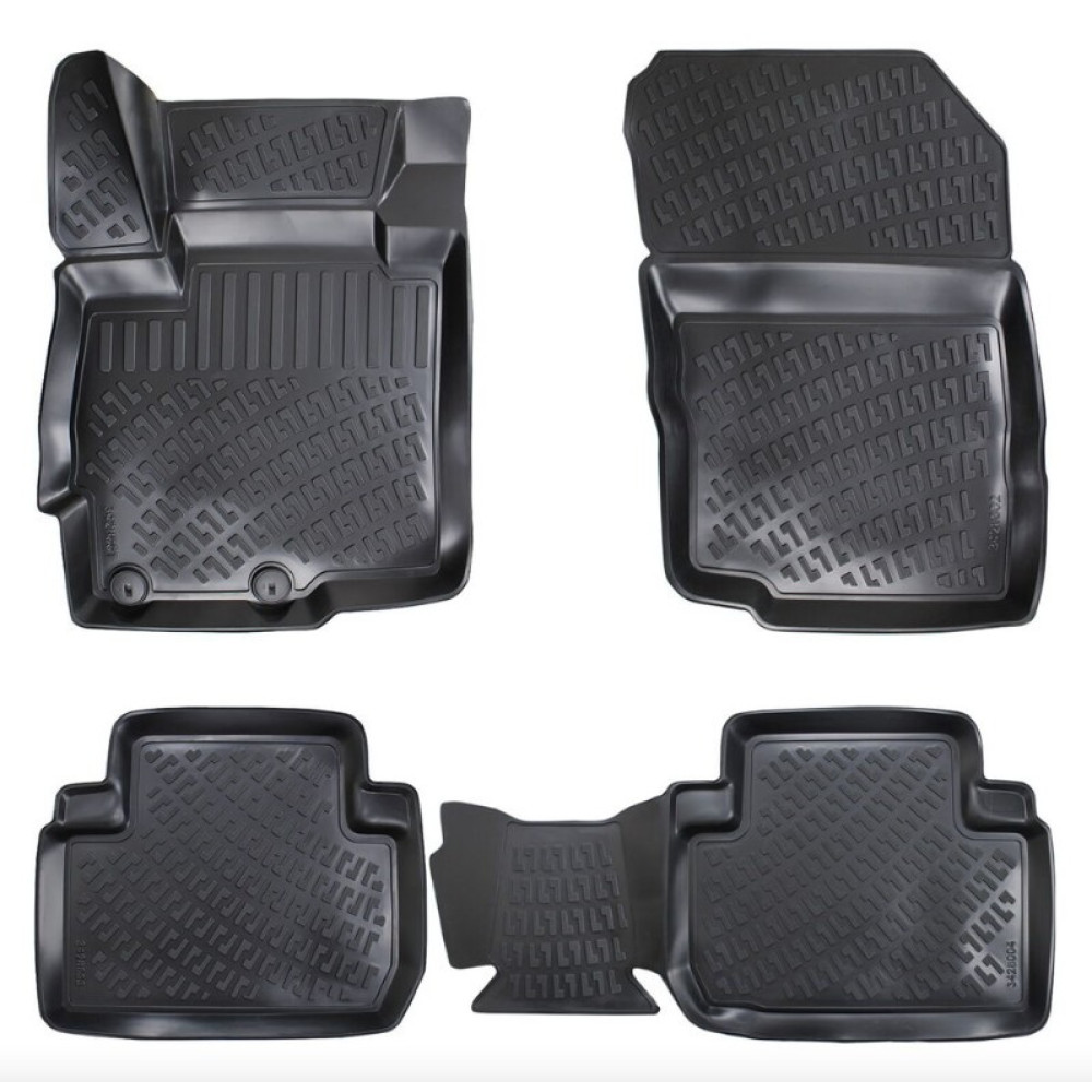 CAR RUBBER FLOOR MATS BLACK 3D MITSUBISHI OUTLANDER II (2006-2012) RIZLINE