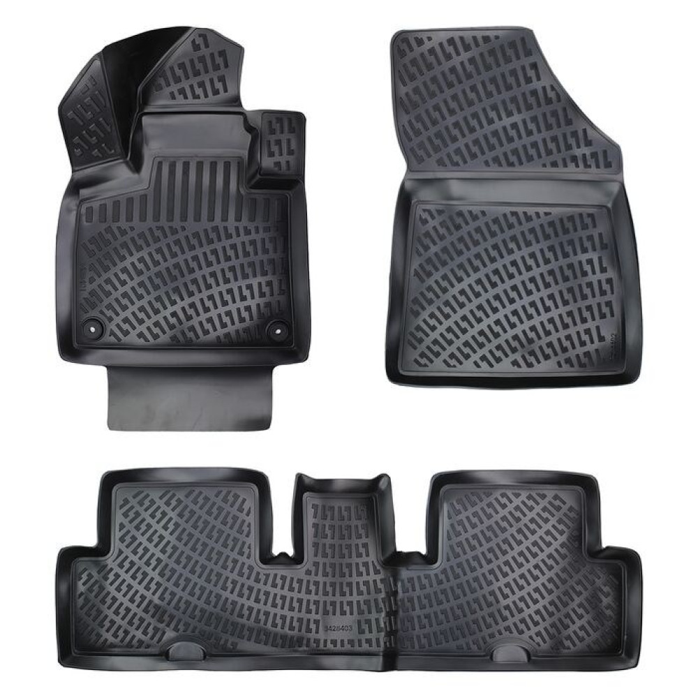 CAR RUBBER FLOOR MATS BLACK 3D CITROEN C4 PICASSO II (2013 -...) RIZLINE