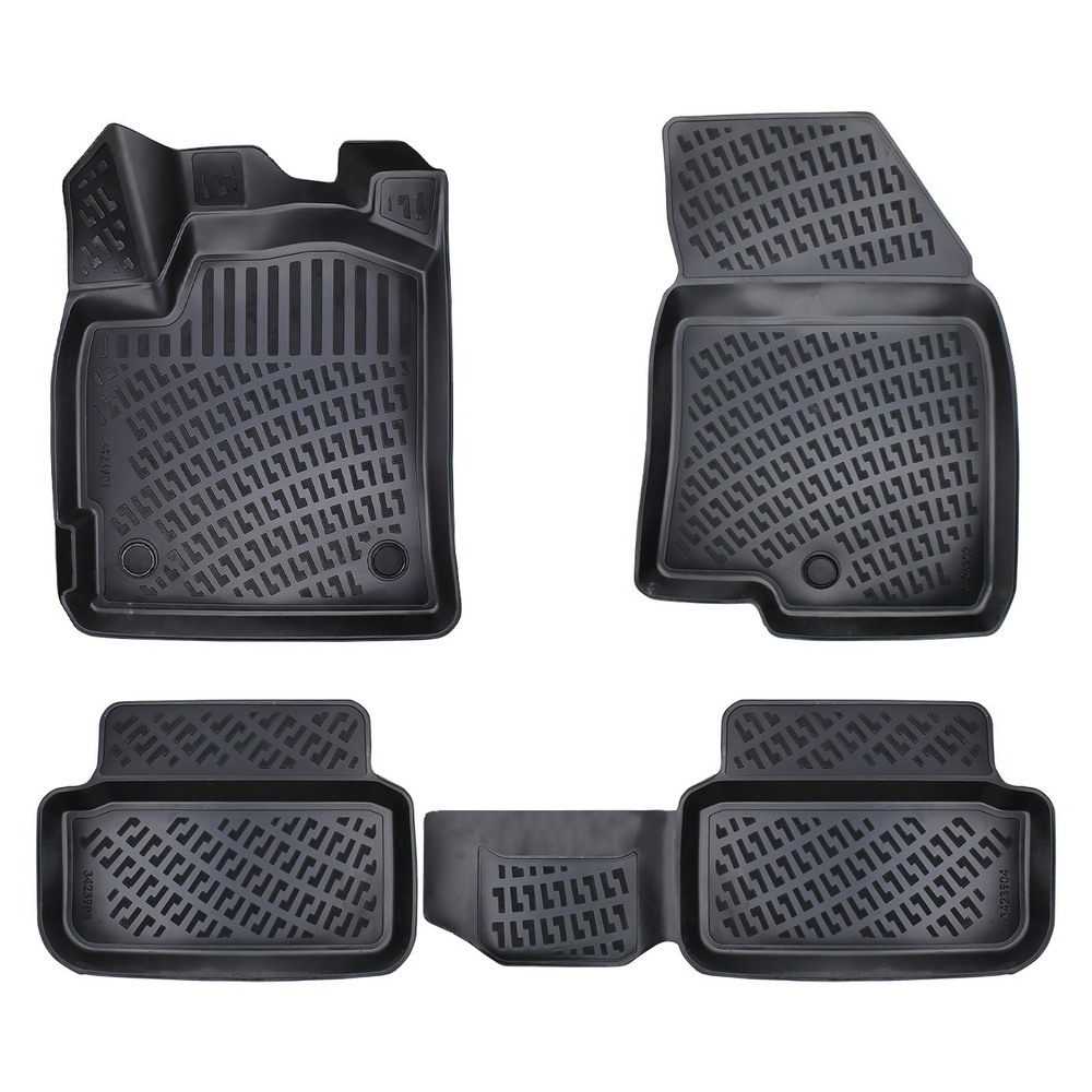 CAR RUBBER FLOOR MATS BLACK 3D DACIA SANDERO Comfort Trim (2020-...) RIZLINE