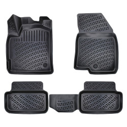 CAR RUBBER FLOOR MATS BLACK 3D DACIA SANDERO Comfort Trim (2020-...) RIZLINE