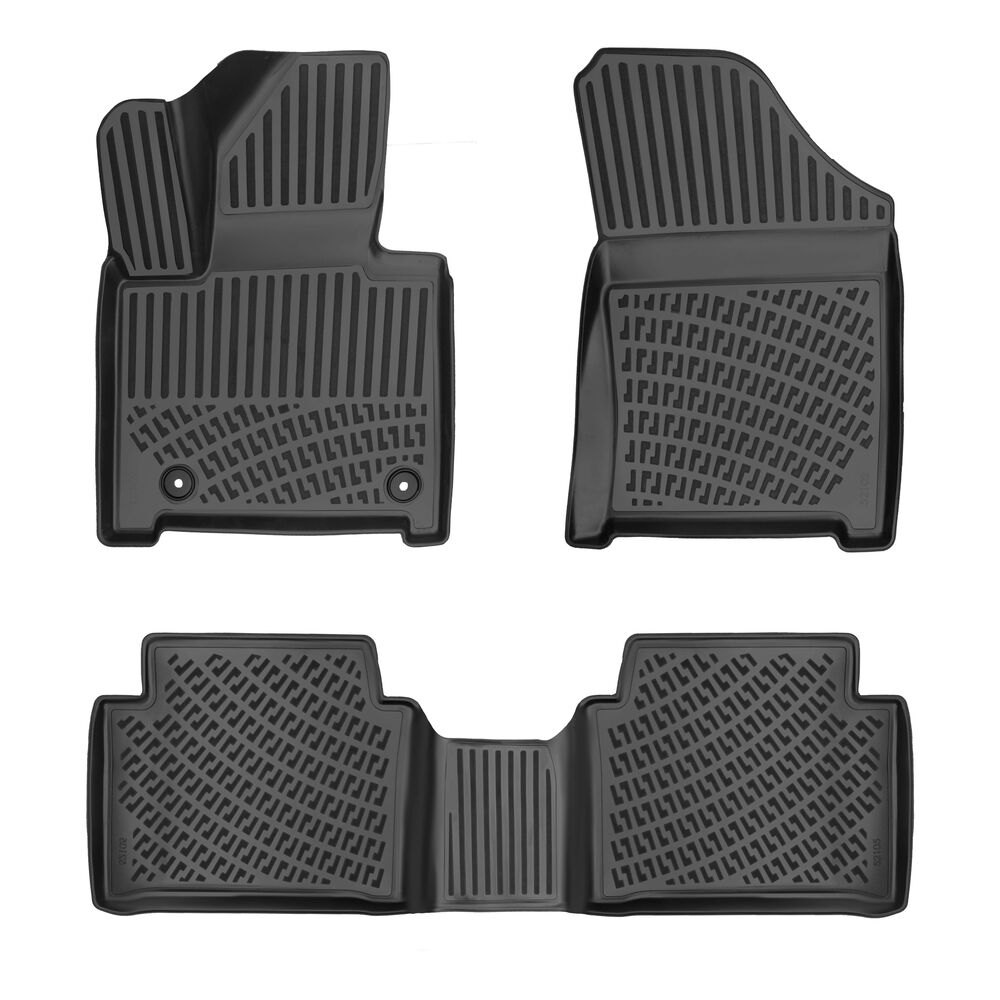 CAR RUBBER FLOOR MATS BLACK 3D HYUNDAI SANTA FE V (MX5) Hybrid (2024-...) RIZLINE
