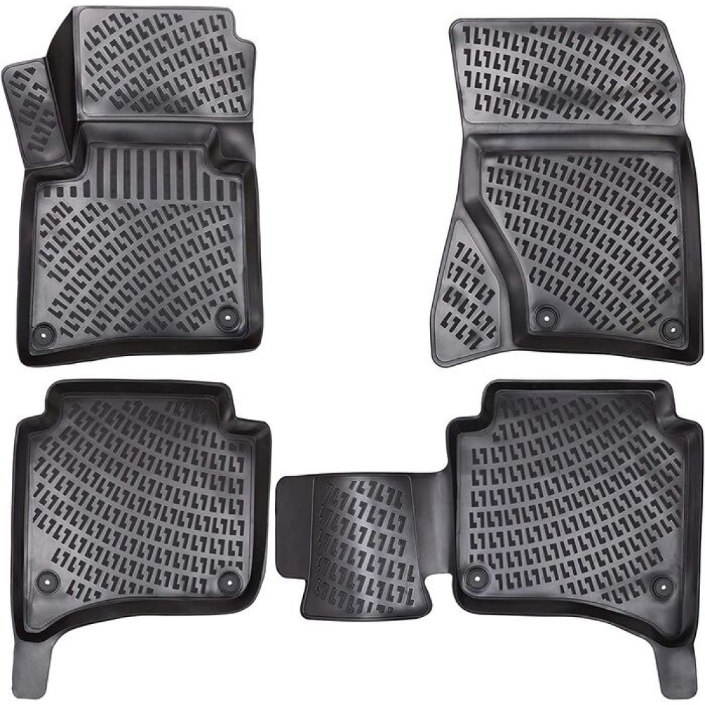 CAR RUBBER FLOOR MATS BLACK 3D  VOLKSWAGEN TOUAREG II (2010-2018)  RIZLINE