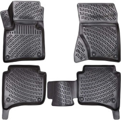 CAR RUBBER FLOOR MATS BLACK 3D  VOLKSWAGEN TOUAREG II (2010-2018)  RIZLINE