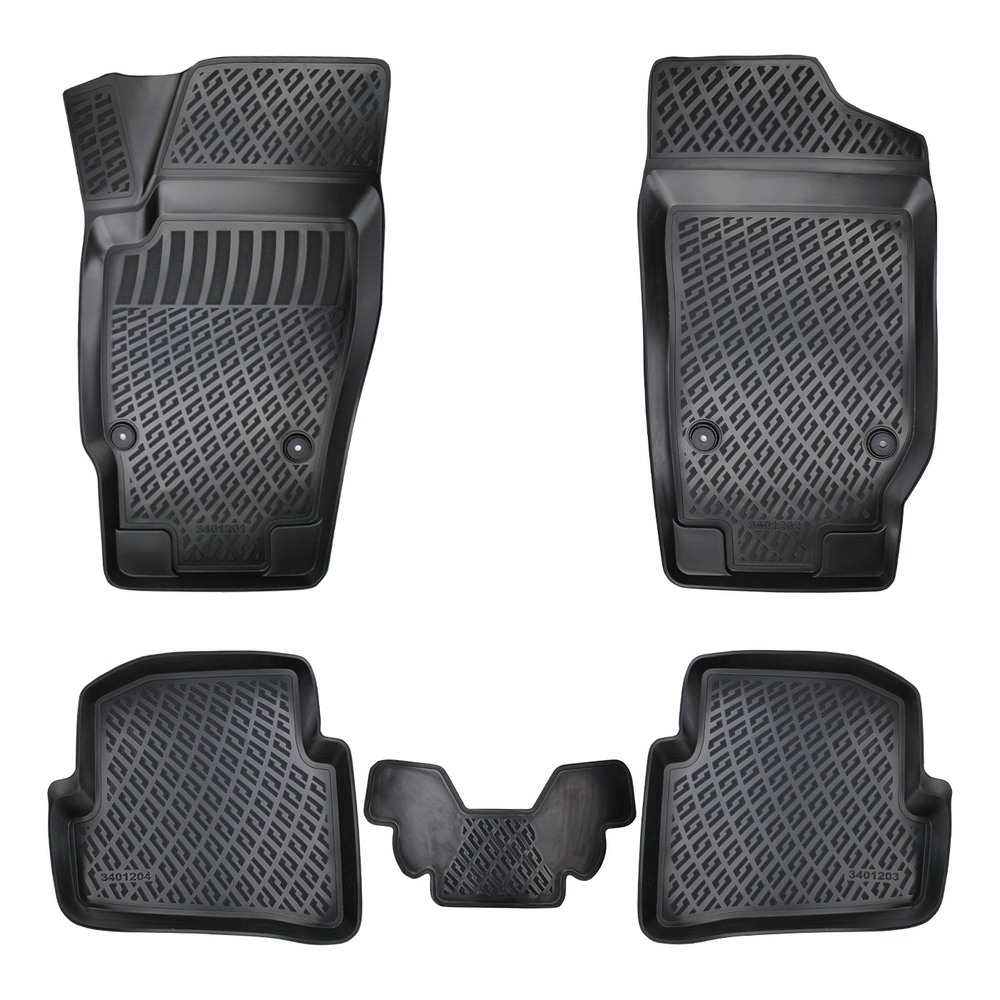 CAR RUBBER FLOOR MATS BLACK 3D SEAT IBIZA III (2002-2008) RIZLINE