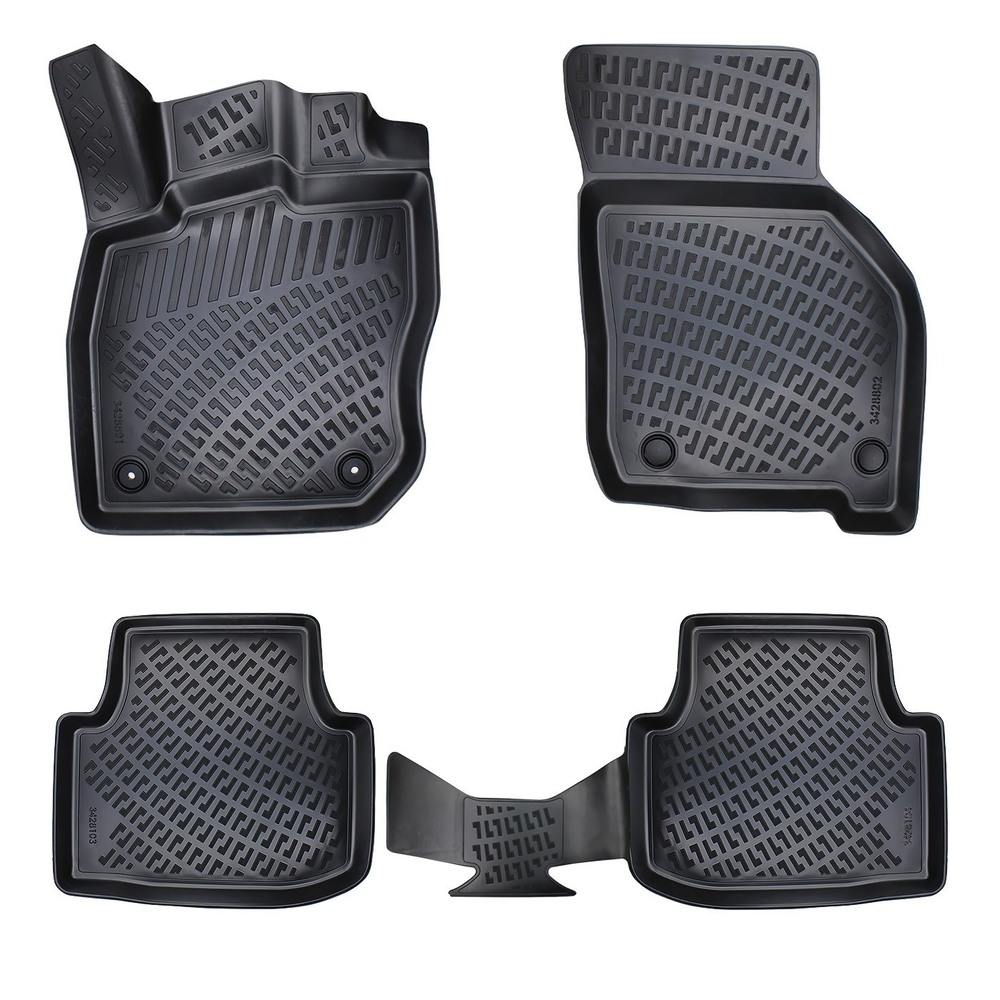 CAR RUBBER FLOOR MATS BLACK 3D SEAT LEON IV (2020-...) RIZLINE