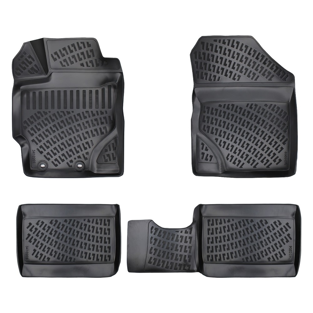 CAR RUBBER FLOOR MATS BLACK 3D TOYOTA YARIS III (2011-2018) RIZLINE