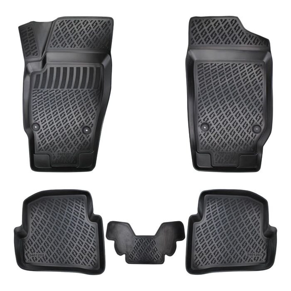 CAR RUBBER FLOOR MATS BLACK 3D  PEUGEOT 107 (2005-2014) RIZLINE